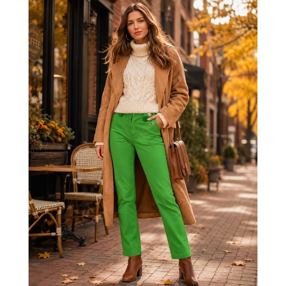 Vineyard Vines Green Chino Pants Women Size 2 Cape Fit Stretch Preppy Coastal